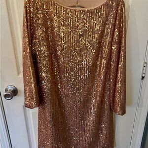LOFT Shimmering Rose Gold Sequin Dress size 6